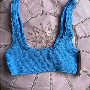 Victoria's Secret Blue Crinkle Scoop Bikini Top